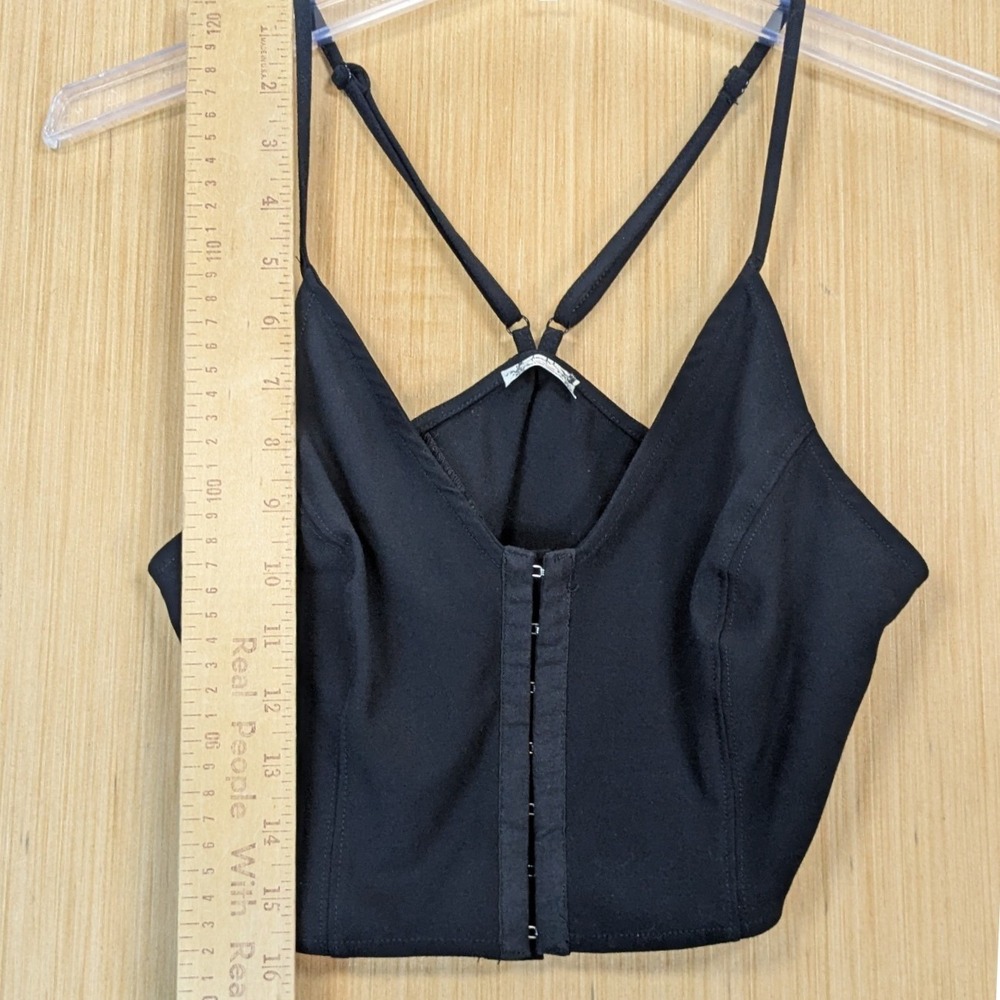Intimately Free People Vest Of All Cami Black Hook Eye Corset Crop Top Medium - Picture 6 of 9